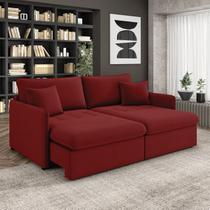 Sofá Retrátil Reclinável 2 Lugares 154cm Maili Veludo Vermelho K01 - D'Rossi Sofá Retrátil Reclinável 2 Lugares 154cm Maili Veludo Vermelho K01 - D'Rossi