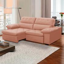 Sofa Retratil Reclinavel 2 Lugares 1,80m Crystal Veludo Rosê LansofBR