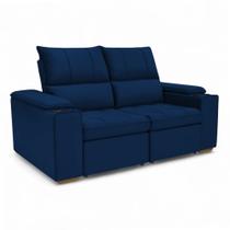 Sofá Retrátil Reclinável 2 Lugares 1,90m Boni Veludo Azul Marinho - Loja Sheep