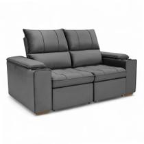 Sofá Retrátil Reclinável 2 Lugares 1,90m Boni Veludo Cinza Grafite - Loja Sheep