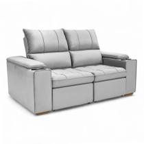 Sofá Retrátil Reclinável 2 Lugares 1,90m Boni Veludo Cinza/Prata - Loja Sheep