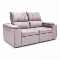 Sofá Retrátil Reclinável 2 Lugares 1,90m Boni Veludo Rosê - Loja Sheep