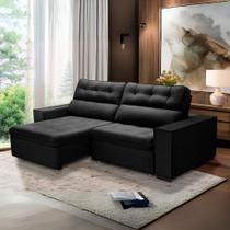 Sofa Retratil Reclinavel 2 Lugares 2,00 Vitória Veludo Preto LansofBr