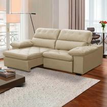 Sofa Retratil Reclinavel 2 Lugares 2,20m Crystal Veludo Bege LansofBR