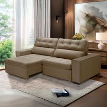 Sofa Retratil Reclinavel 2 Lugares 2,30 Vitória Veludo Capuccino LansofBr