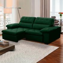 Sofa Retratil Reclinavel 2 Lugares 2,30m Crystal Veludo Verde LansofBR