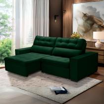 Sofa Retratil Reclinavel 2 Lugares 2,40 Vitória Veludo Verde LansofBr