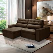 Sofa Retratil Reclinavel 2 Lugares 2,50 Vitória Veludo Marrom LansofBr