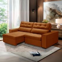 Sofa Retratil Reclinavel 2 Lugares 2,50 Vitória Veludo Terracota LansofBr