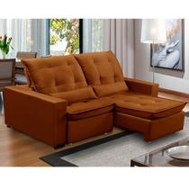 Sofa Retratil Reclinavel 2 Lugares 2,50m Atlantis Veludo Laranja LansofBR Sofa Retratil Reclinavel 2 Lugares 2,50m Atlantis Veludo Laranja LansofBR