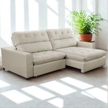 Sofa Retratil Reclinavel 2 Lugares 260cm Veludo Andreia Bege Sofa Retratil Reclinavel 2 Lugares 260cm Veludo Andreia Bege