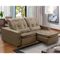 Sofa Retratil Reclinavel 2 Lugares 2,60m Atlantis Veludo Capuccino LansofBR