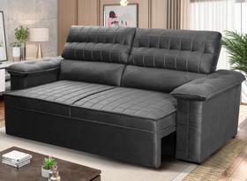 Sofá Retrátil Reclinável 2 lugares com molas 1,80m Quantum Suede Velut Cinza - King House Sofá Retrátil Reclinável 2 lugares com molas 1,80m Quantum Suede Velut Cinza - King House