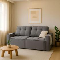 Sofá Retrátil Reclinável 2 Lugares Para Recepção Suede Oslo Cinza