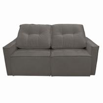 Sofá Retrátil Reclinável 2 Lugares Para Sala Suede Cinza Sofá Retrátil Reclinável 2 Lugares Para Sala Suede Cinza
