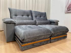 Sofá Retrátil Reclinável 2,10 m Cinza 502 Manuela