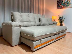 Sofá Retrátil Reclinável 2,10 m Linho Bege A226 Gael