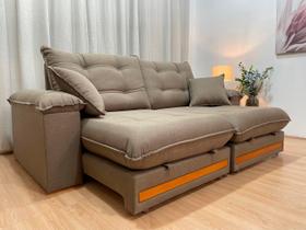 Sofá Retrátil Reclinável 2,10 m Linho Marrom A229 Gael