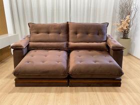 Sofá Retrátil Reclinável 2,10 m Marrom 500 Manuela