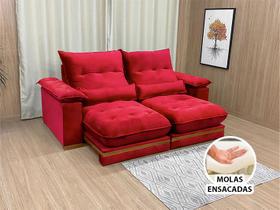 Sofá Retrátil Reclinável 2,10 m Vermelho 503 Manuela