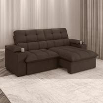Sofá Retrátil Reclinável 2,10m Suede Marrom C/ Porta Copo Liverton Xflex Sofá Retrátil Reclinável 2,10m Suede Marrom C/ Porta Copo Liverton Xflex