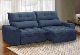 Sofá Retrátil / Reclinável 2,30 m Ferguile Lotus Tc 12012 (Veludo Azul)