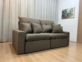 Sofá Retrátil Reclinável 2,30 m Linho Marrom A229 Capri