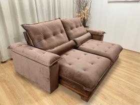 Sofá Retrátil Reclinável 2,30 m Marrom 500 Manuela