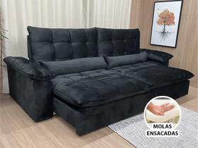 Sofá Retrátil Reclinável 2,30 m Preto 322 Aurora