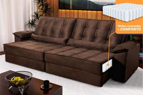 Sofá Retrátil Reclinável 2,30m Ascari Suede Velut Marrom molas Ensacadas - King House