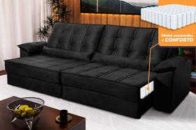 Sofá Retrátil Reclinável 2,30m Ascari Suede Velut Preto molas Ensacadas - King House