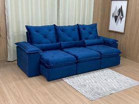 Sofá Retrátil Reclinável 2,70 m Azul 506 Zuqui Plus