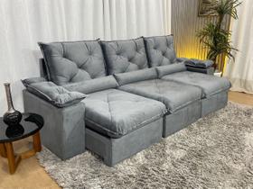 Sofá Retrátil Reclinável 2,70 m Cinza 502 Zuqui Plus