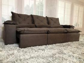 Sofá Retrátil Reclinável 2,90 m Marrom 200 Athenas