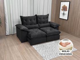 Sofá Retrátil Reclinável 2,90 m Preto 504 Aconchego Sofá Retrátil Reclinável 2,90 m Preto 504 Aconchego
