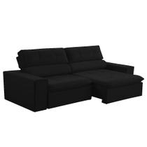 Sofá Retratil Reclinável 2Lugares 1,6m Veludo Preto Megasul