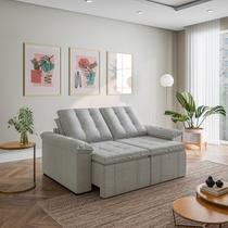 Sofá Retrátil Reclinável 3 Lugares 180cm Linho com Molas Palmeira CabeCasa MadeiraOriginals