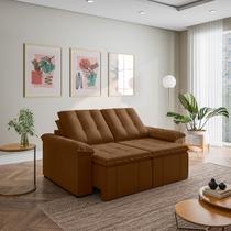 Sofá Retrátil Reclinável 3 Lugares 180cm Veludo com Molas Palmeira CabeCasa MadeiraOriginals Marrom