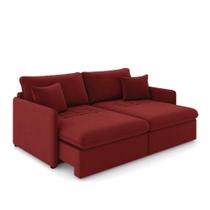 Sofá Retrátil Reclinável 3 Lugares 194cm Maili Veludo Vermelho K01 - D'rossi