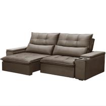 Sofá Retrátil Reclinável 3 Lugares 210cm Moritz F05 Veludo Castor - Mpozenato Sofá Retrátil Reclinável 3 Lugares 210cm Moritz F05 Veludo Castor - Mpozenato