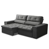 Sofá Retrátil Reclinável 3 Lugares 220cm Blanches F05 Veludo Grafite - Mpozenato Sofá Retrátil Reclinável 3 Lugares 220cm Blanches F05 Veludo Grafite - Mpozenato