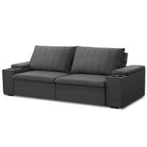 Sofá Retrátil Reclinável 3 Lugares 225cm Baluart F05 Veludo Grafite - Mpozenato Sofá Retrátil Reclinável 3 Lugares 225cm Baluart F05 Veludo Grafite - Mpozenato