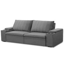 Sofá Retrátil Reclinável 3 Lugares 225cm Baluart F05 Veludo Prata - Mpozenato Sofá Retrátil Reclinável 3 Lugares 225cm Baluart F05 Veludo Prata - Mpozenato