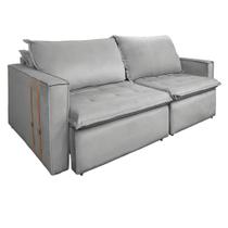 Sofá Retrátil Reclinável 3 Lugares 230 cm México Veludo Cinza K01 - D'Rossi