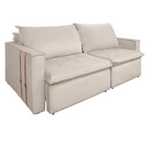 Sofá Retrátil Reclinável 3 Lugares 230 cm México Veludo Off White K01 - D'Rossi