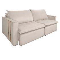 Sofá Retrátil Reclinável 3 Lugares 230 Cm México Veludo Off White K01 - D'rossi