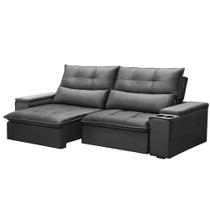 Sofá Retrátil Reclinável 3 Lugares 230cm Moritz F05 Veludo Grafite - Mpozenato Sofá Retrátil Reclinável 3 Lugares 230cm Moritz F05 Veludo Grafite - Mpozenato