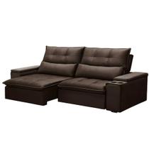 Sofá Retrátil Reclinável 3 Lugares 230cm Moritz F05 Veludo Marrom - Mpozenato Sofá Retrátil Reclinável 3 Lugares 230cm Moritz F05 Veludo Marrom - Mpozenato