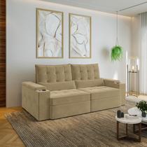 Sofá Retrátil Reclinável 3 Lugares 230cm Porta Copos e USB Embaúba Extra CabeCasa MadeiraOriginals