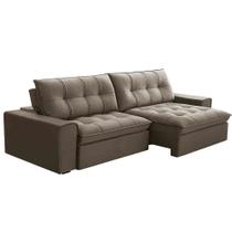 Sofá Retrátil Reclinável 3 Lugares 250cm Argon F05 Veludo Castor - Mpozenato